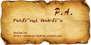 Petényi András névjegykártya